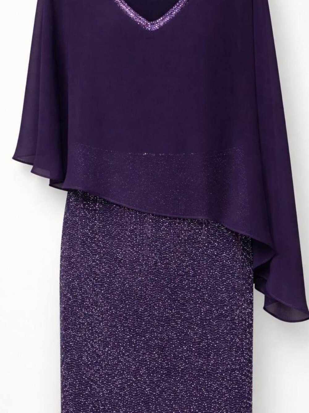 Glamour Nights Purple Chiffon Overlay Sequin Cocktail Dress Size 12P